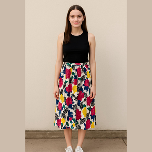 Vintage 80s Skirt Colorful Abstract Print Women's Skirt